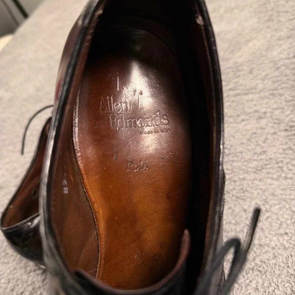 Allen Edmonds Polo Shoes Mens Size 9 Narrow Black Burgundy Spectator‎ Oxford USA